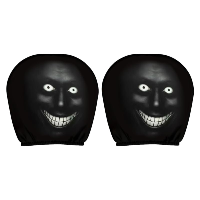 Funny Car Headrest Covers with Big Eye & Grinning Face Soft Breathable Polyester Covers General for Most Vehicles