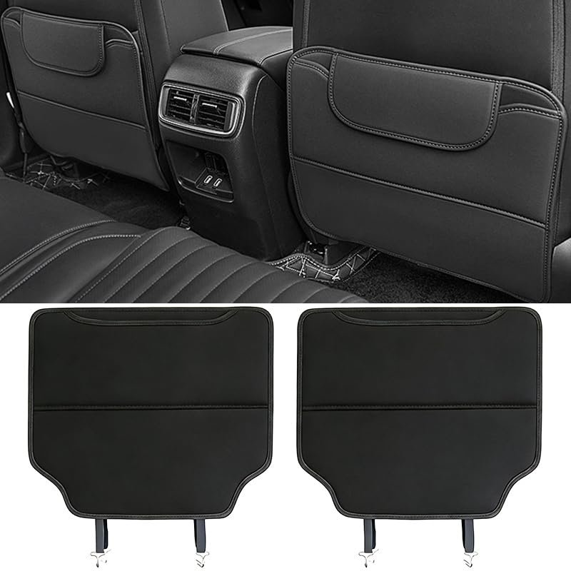 KISHACZ 2 Pcs Car Kick Mats Back Seat Protector for Chrysler Pacifica Pinnacle 20212026, Multifunctional Backseat Protection Anti-Kick Pads with Storage Pocket, Vehicle Back Seat Cover,A Black