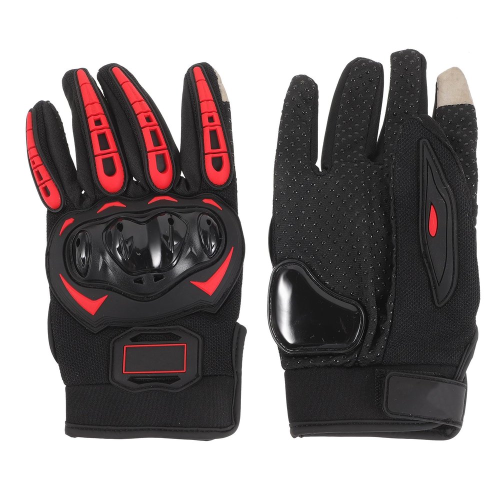 Veemoon Motorcycle Gloves Men Full Finger Touchscreen Drop Resistant Breathable Riding Gloves with Protective Shell for Seasons Outdoor Cycling Gear (red M)