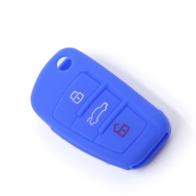 Edinstry Car Navy Silicone Remote Flip Key Fob Cover Case Blue for Audi A1 A3 A4L A6L Q7 Q5 Q3