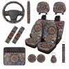 Hudotybom 14 Pcs Orange Mandala Car Seat Covers Set with Auto Steering Wheel Cover Boho Seat Belt Covers Cup Holder Center Console Pads with Keychain Universal Fit Orange Car Interior Accessories view 1