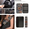 Hudotybom 14 Pcs Orange Mandala Car Seat Covers Set with Auto Steering Wheel Cover Boho Seat Belt Covers Cup Holder Center Console Pads with Keychain Universal Fit Orange Car Interior Accessories view 4