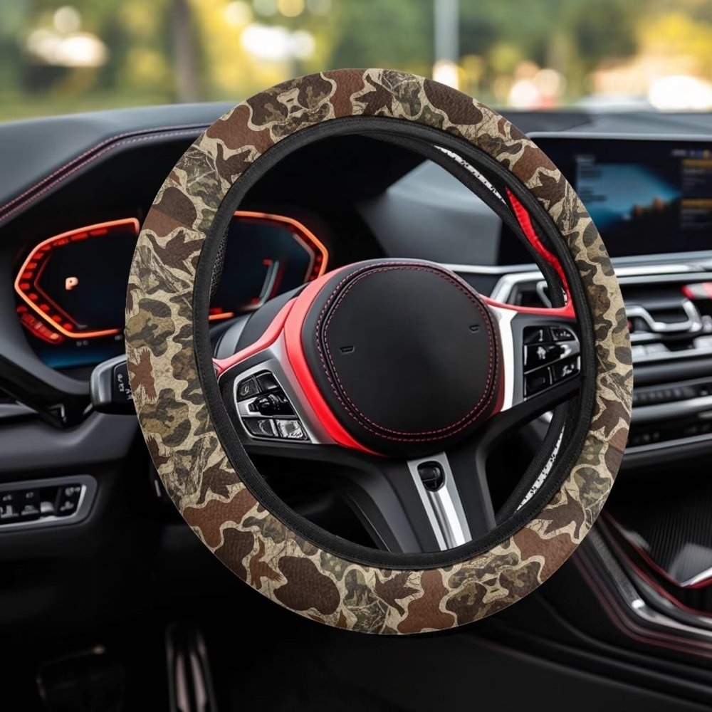 Yzaoxia Steering Wheel Covers Camo Hunting Print Steering Wheel Cover Auto Steering Wheel Protector Anti-Slip Breathable and Sweat Absorption Universal