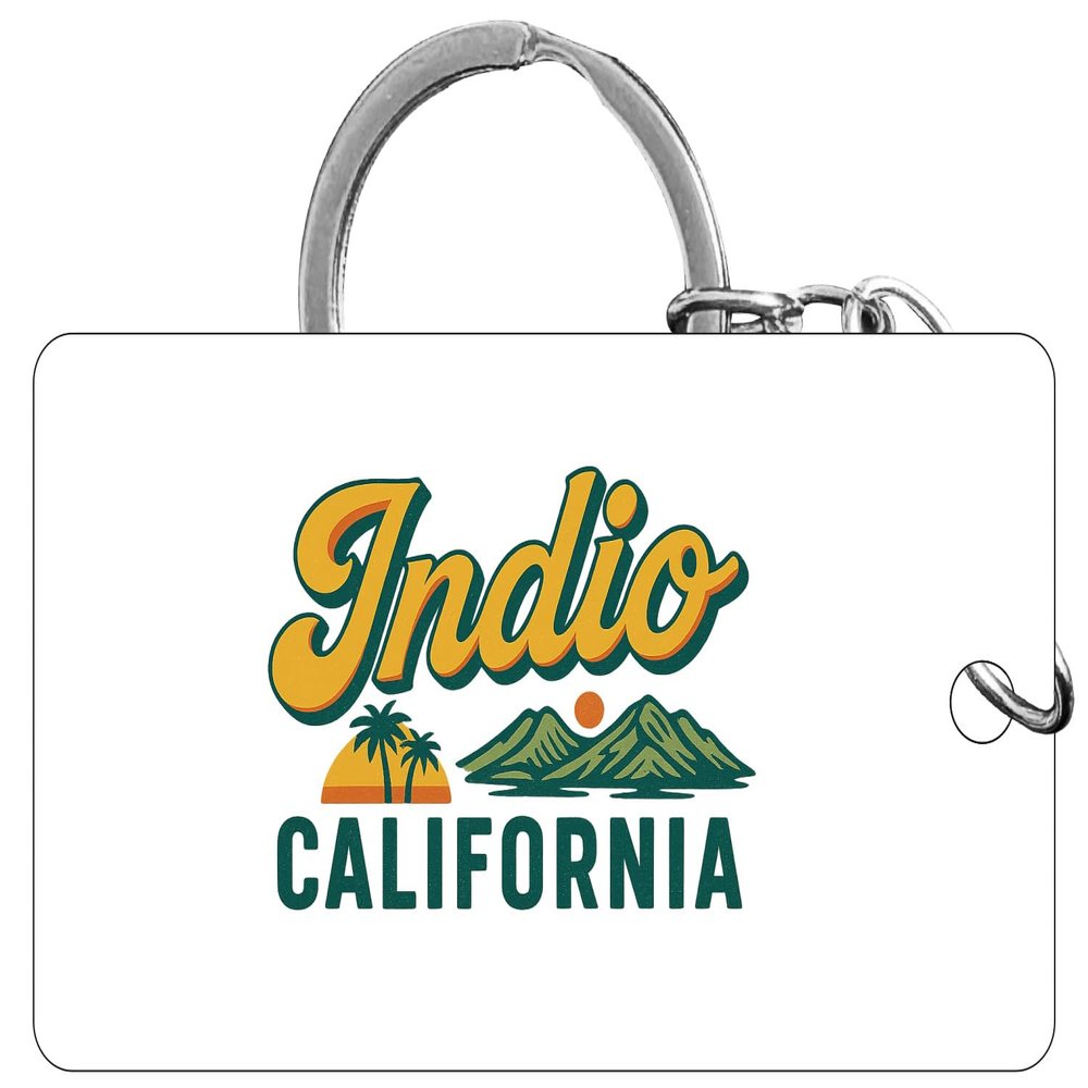 R and R Imports Indio California Typographic Design Souvenir Acrylic Keychain 1.5" x 2.75