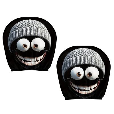 BELOWSYALER Funny Cartoon Car Headrest Covers Pair of 2 with Big Eye & Smiling Face Headrest Protect for Automotive Interior Decors