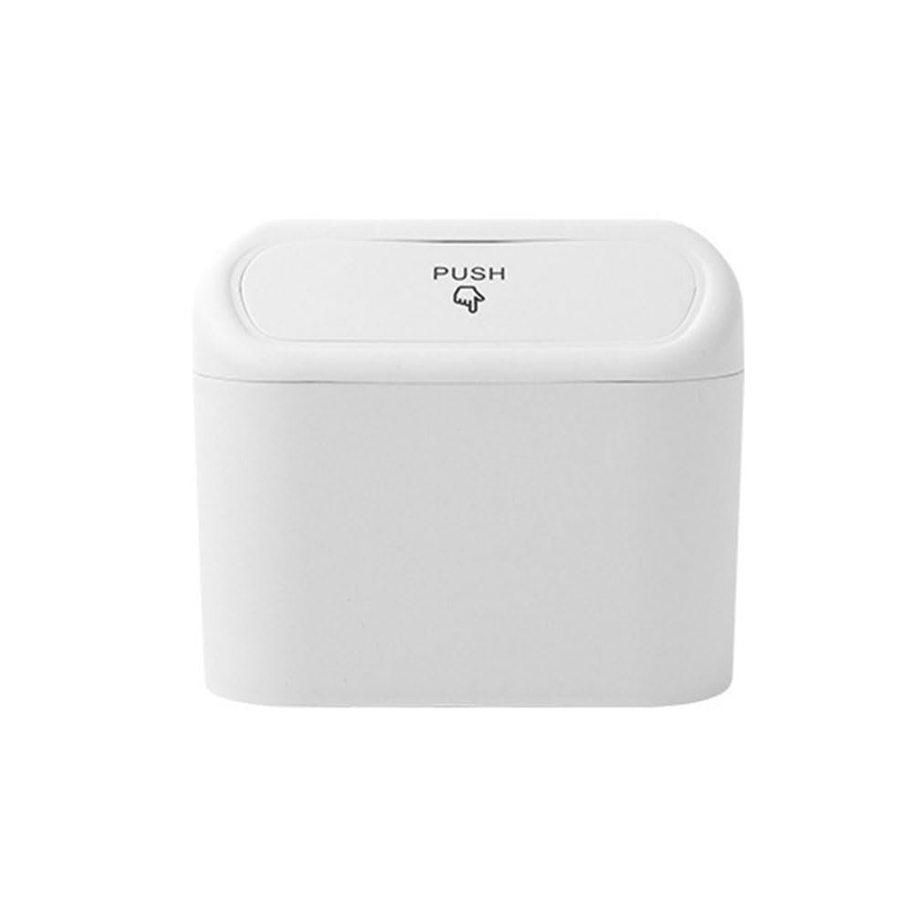 AGAOYU Car Trash Can for Audi Q3 20152025 2026 8U/F3,Waterproof Hanging Vehicle Garbage Bin with Lid,Press-Open Car Dustbin Organizer for Front/Back Seat,White