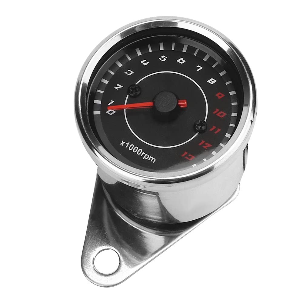 Vikye Aluminum Motorcycle Tachometer Speedometer Fit for Fit for for for for, Easy Installation Backlight Gauge (Silver Shell Black Face)