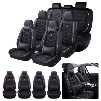 AUNM 7 Seats Car Seat Covers for Dodge Durango 2000-2026,Black White