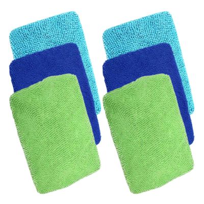 Garneck 6pcs Microfiber Cleaning Cloths for Car Windshield and Window Squeegee Replacement, Reusable Vehicle Car Care Towels for Dust and Fog Removal, Blue and Green