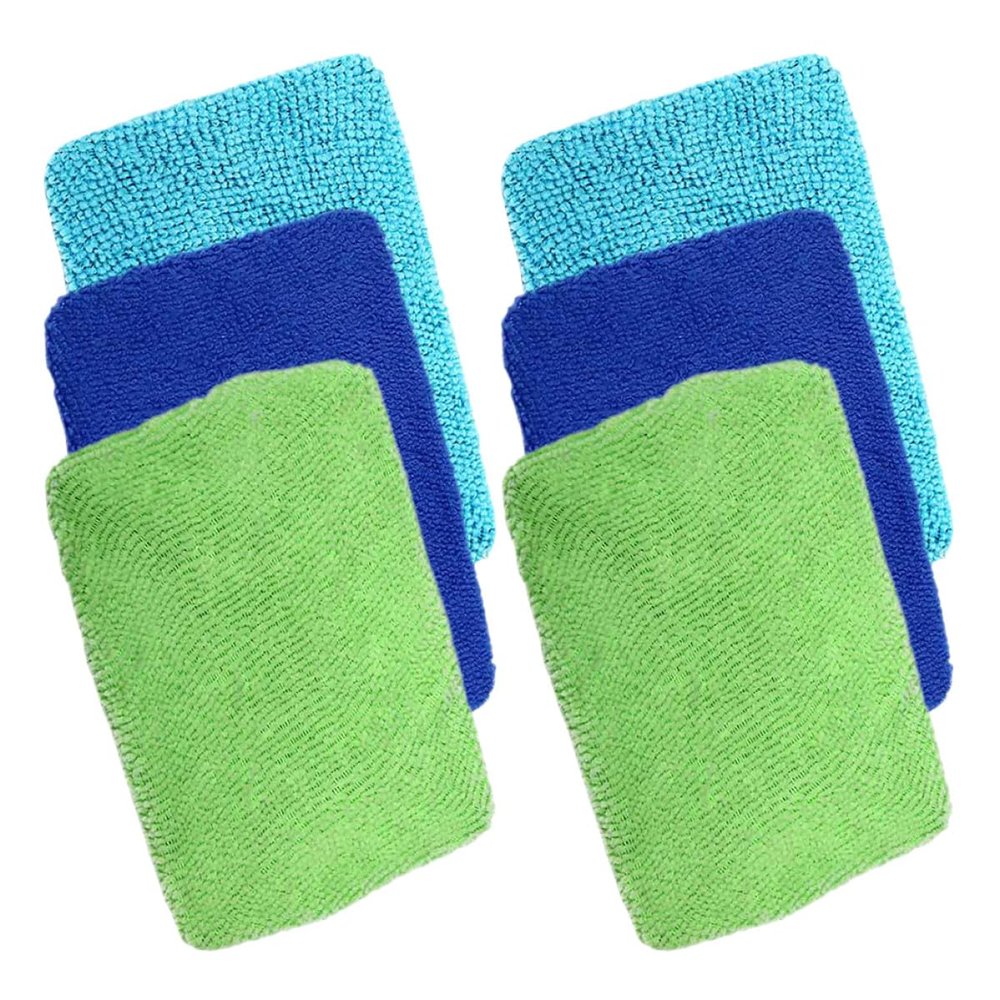 Garneck 6pcs Microfiber Cleaning Cloths for Car Windshield and Window Squeegee Replacement, Reusable Vehicle Car Care Towels for Dust and Fog Removal, Blue and Green
