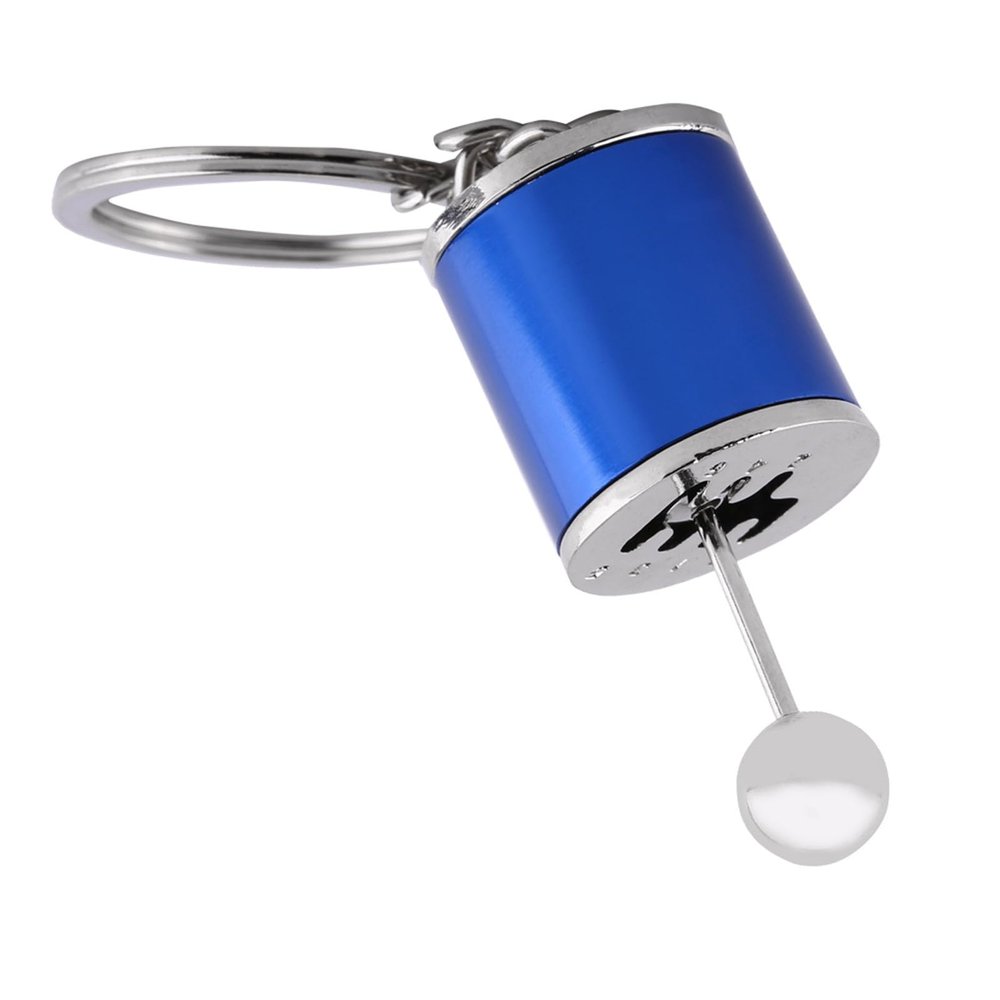 Walmeck Creative Auto Gear Shifter Model Keychain Keyring Car Part Shaped Metal Alloy Key Rings for Car Enthusiasts and Drivers Silver Black Blue Red Gold 10.3 x 4.1 x 2.2cm (Blue)