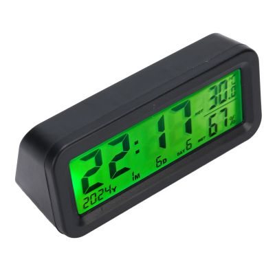 Aumotop Solar Car Digital Dashboard Clock Backlight Large LCD Display Double Power Source Automotive Clock for Camping Trips ABS Material Portable