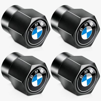 Tire Valve Stem Caps for BMW X1 X3 M3 M5 X1 X5 X6 Z4 3 5 7 Series Metal Wheel Air caps Auto Valve Stem Caps Accessories 4 Pcs Black
