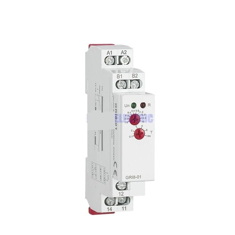GRI8 Ajustable Over Current Protection Relay Monitoring 0.5A-16A AC24-240V DC24V Current Sensing Relay(5(0.5-5A))