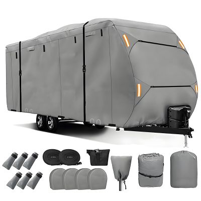 DFRDGFAG 420D Heavy Duty RV Cover for Grand Design Transcend One 151BH 2025 2026, Waterproof Travel Trailer Cover with Windproof Straps & Air Vents, All Weather Camper Cover