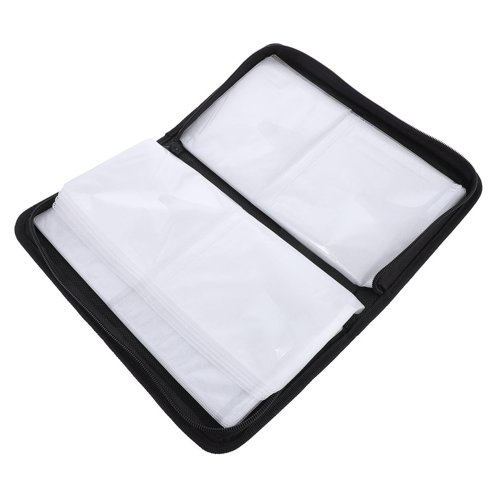 HOMOBABE 80-Slot Oxford Fabric CD Holder Pouch with Zipper, Large Capacity DVD Storage Wallet for Car and Home Organization, Black Disc Organizer Case