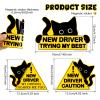 Reflective Black Cat Student Driver Magnet for Car, 6 Pack Strong Magnetic New Driver Signs, Removable Please Be Patient Rookie Bumper Stickers, Highly Visible Day & Night for Teens, Beginners (A) view 2