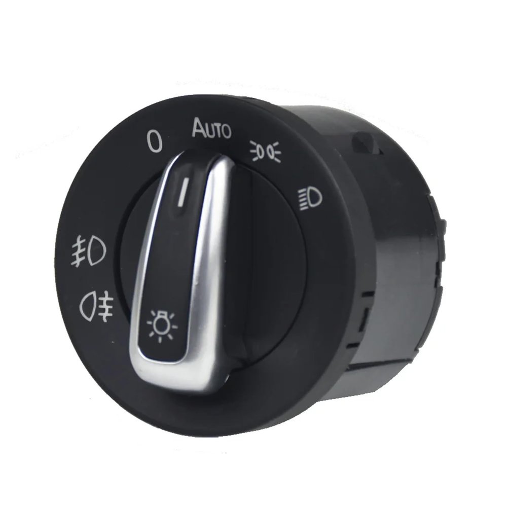 Chrome Headlight Switch+Power Window Master Switch Compatible with VW Golf 5 6 Mk5 6 Jetta 5 6 Passat B6 Touran SEAT 5ND941431B 5ND959855(E)