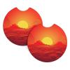 2 Pack Car Cup Holder Coasters, 2.7 Inch Anti Slip Rubber Car Cup Mat with Finger Notch, Decorative Drink Pads for Women Men, Red Sunrise Car Coasters Interior Accessories view 2