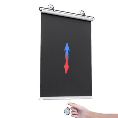 Car Side Window Sun Shade - Retractable Roller Blind | Suction Cup Sunshade | Titanium Silver Full Blackout, UV Protection, Heat Block, Folding Blinds for Windshield, SUV Caravan Minivan