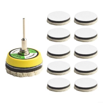Wool Polishing Pads 2 Inch, 11PCS Buffing Bonnet Set with Hook and LOOPs for Car Buffer Machine, Soft Waxing Sanding Discs for Auto Glass Furniture Ceramic