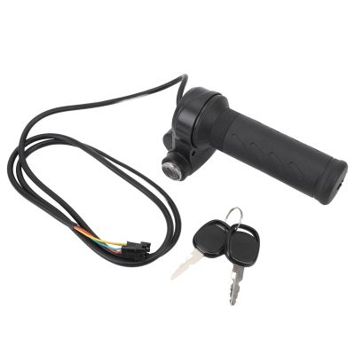Ebike Full Twist Throttle Grip with 2 Keys - Professional Accelerator Control for Q20/Q20 Pro Lite Electric Bike - 5-Wire 22.2mm Handlebar Throttle with Ignition Lock Switch (Right)