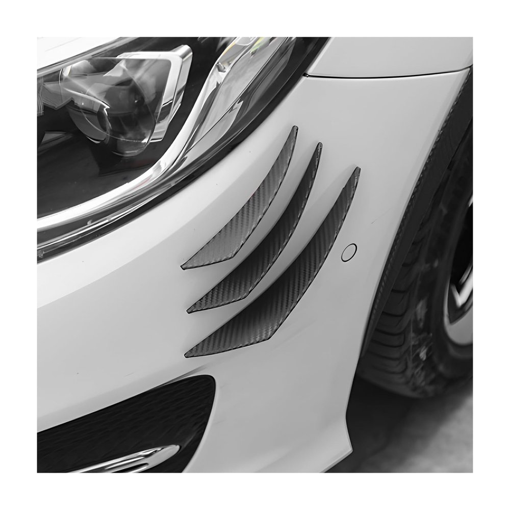 Xiqaler 6 PCS Car Spoiler Canards Kit, Soft Auto Front Bumper Lip Splitter Anti-Collision Diffuser, Self-Adhesive Side Canard Splitter Fin Exterior Decorative Stickers for Most Vehicles (Carbon Fiber)