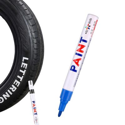 Oil-Based Tire Lettering & DIY Detail Pen Waterproof | Quick-Dry | Permanent, Premium Non-Fading Tire Marker, Paint Pens for Tires, Wood, Rock, Fabric, Glass, Ceramic, Metal, Plastic (Blue)