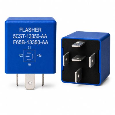 2-Pack F65B-13350-AA 5C3T-13350-AA TBB89 5-Pin Turn Signal Flasher Relay, 12V Hazard Warning Blinker Relay, Helps Reduce Hyper Flash and Fast Flashing, for Ford, for Lincoln, for Mercury