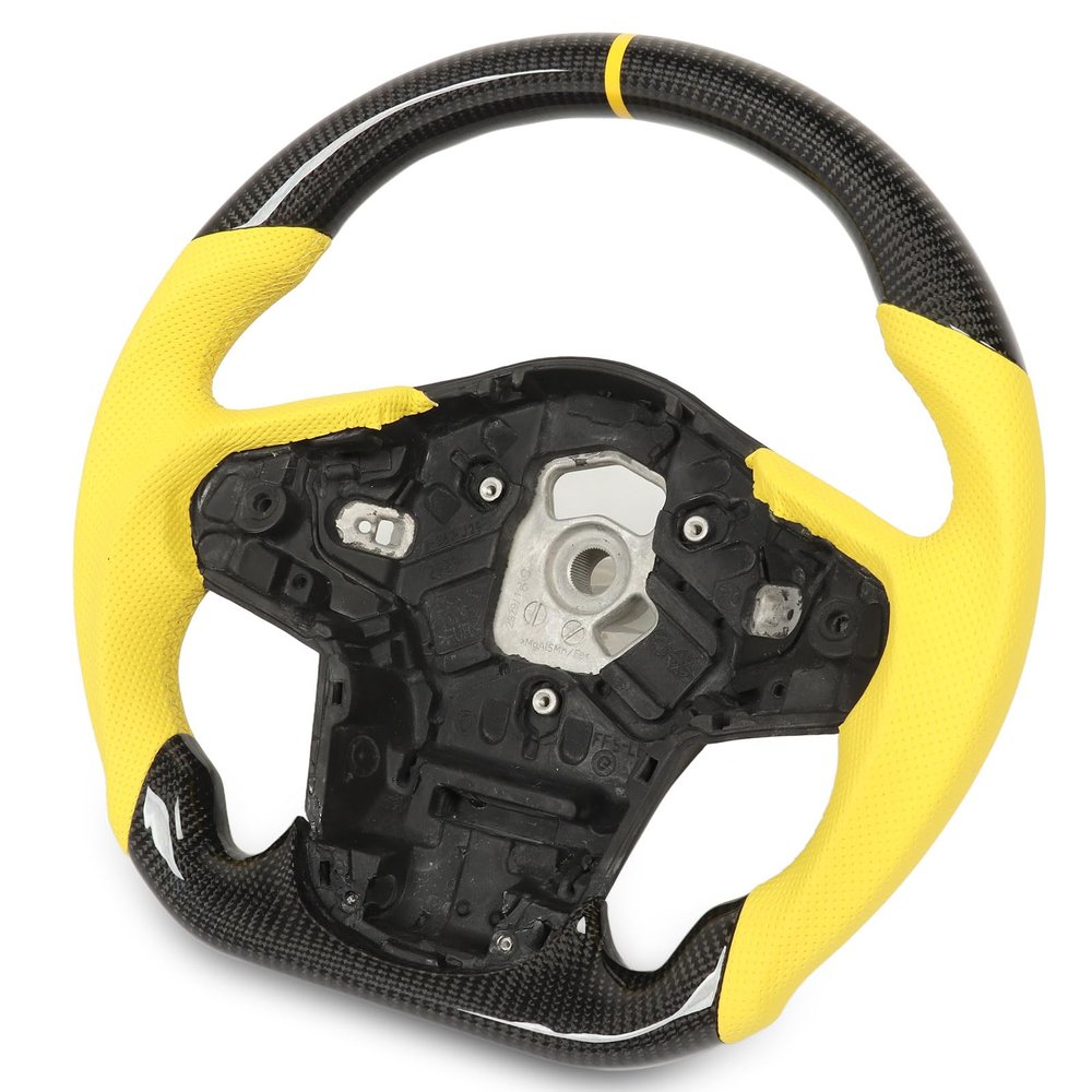 Estink Carbon Fiber Steering Wheel with Yellow Stitching Perforated Leather for GR A90 J29 2020 to 2023