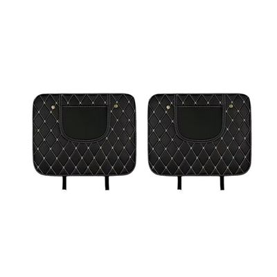 2 Pack Leather Kick Mats Back Seat Protectors for Jaguar XJ 2003-2019, Waterproof Seat Back Cover Easy Clean Auto Interior Protection Accessories,Black-Beige