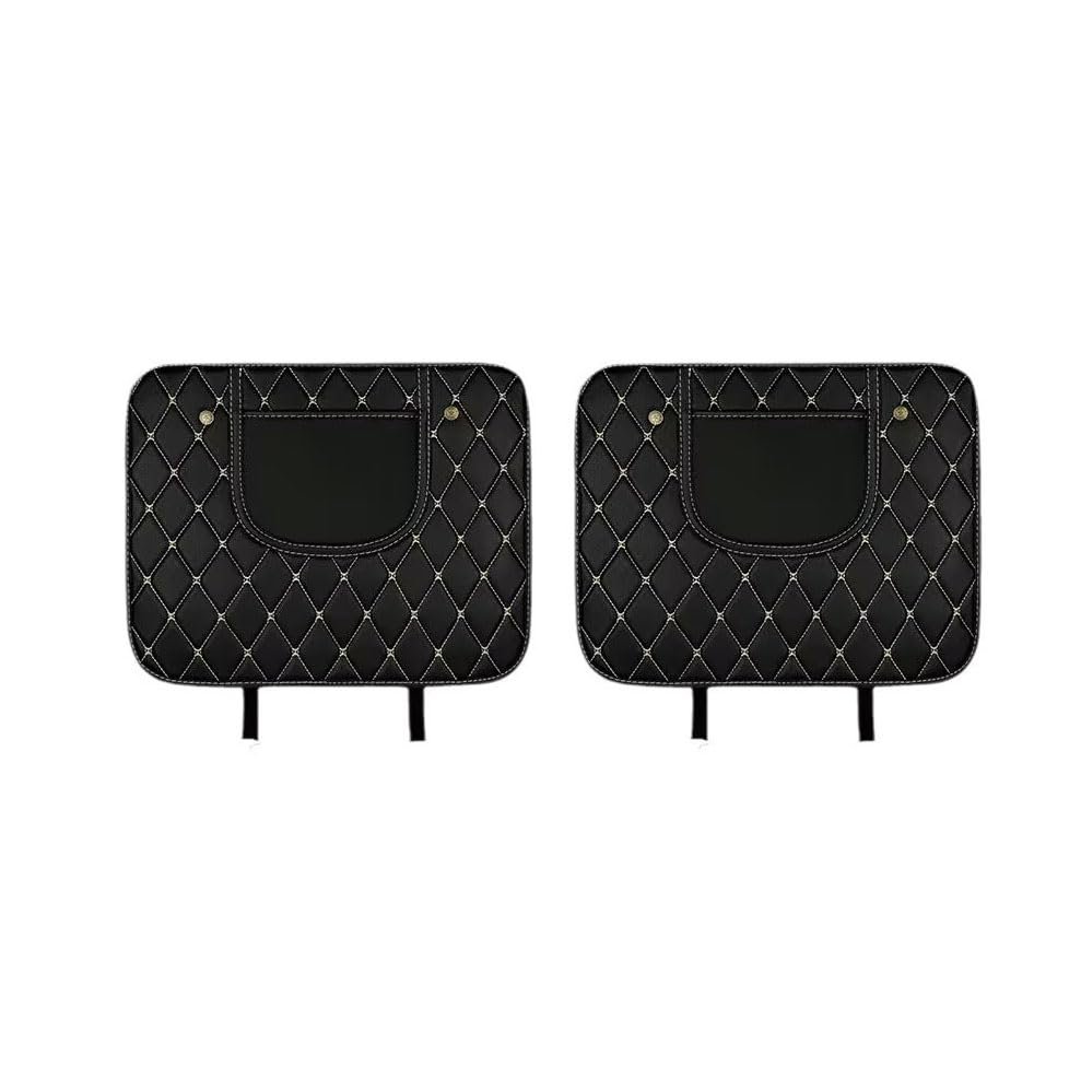 2 Pack Leather Kick Mats Back Seat Protectors for Jaguar XJ 2003-2019, Waterproof Seat Back Cover Easy Clean Auto Interior Protection Accessories,Black-Beige