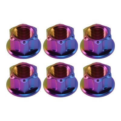 FUELHOOD M12*1.25 Motorcycle Wheel Axle Nut Screw GR5 Titanium Alloy 6 Pcs