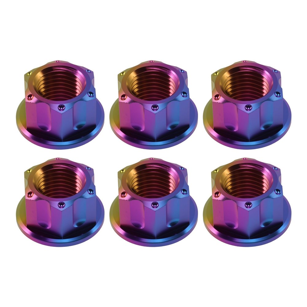 FUELHOOD M12*1.25 Motorcycle Wheel Axle Nut Screw GR5 Titanium Alloy 6 Pcs