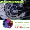 FUELHOOD M12*1.25 Motorcycle Wheel Axle Nut Screw GR5 Titanium Alloy 6 Pcs view 2
