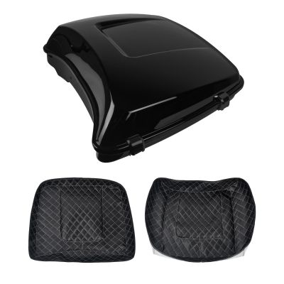 CARGLETRUE 7.5" Razor Tour Pack Trunk Fit For Harley Touring Road Glide Street Glide Road King Electra Glide 2014-Later, Razor Tour Trunk With Carpet Liner, Black Latches
