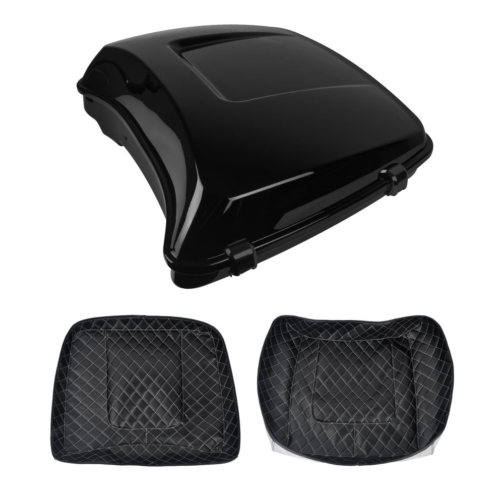 CARGLETRUE 7.5" Razor Tour Pack Trunk Fit For Harley Touring Road Glide Street Glide Road King Electra Glide 2014-Later, Razor Tour Trunk With Carpet Liner, Black Latches