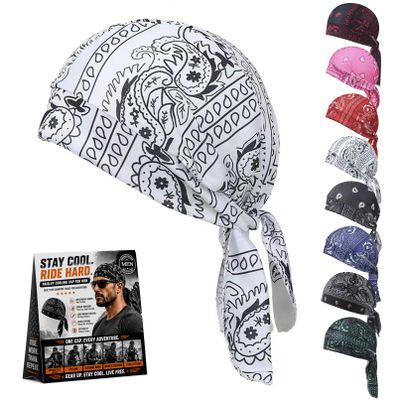 Qiamia Paisley Cooling Cap for Men, Breathable Bandana Helmet Liner, Sweat-Wicking, Comfortable for Motorcycle & Outdoor Work (1PCS(E))