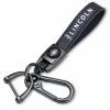 YUIQIEUY Genuine Leather Car Keychain for Lincoln Key Chains Ring Accessories for Man and Woman Family Present Black view 1