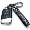 YUIQIEUY Genuine Leather Car Keychain for Lincoln Key Chains Ring Accessories for Man and Woman Family Present Black view 2