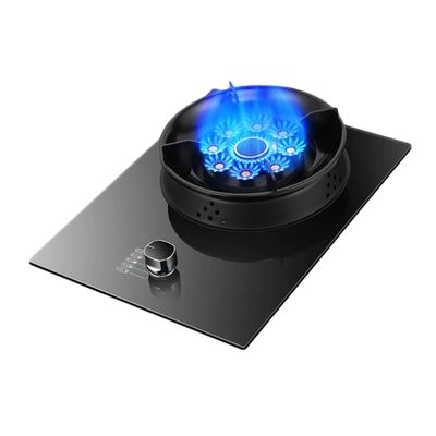 43CM Gas Cooker,5.2KW 9-cavity Fire Ring Frying Pan,Tempered Glass Dining Table Cooking,with Flameout Protection Device,Gas/LP Conversion Stove(LPG)