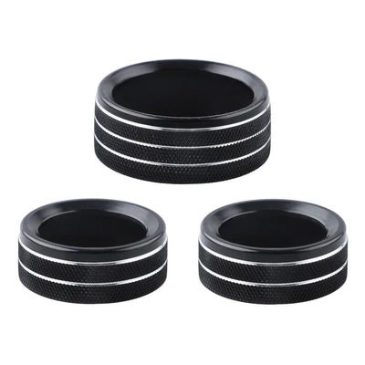 BLUE RIDER for Dodge Challenger Charger Accessories 2015-2022 Air Conditioning Volume Radio Button Knob Cover Aluminum Decorative Ring (Black)