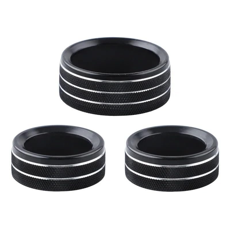 BLUE RIDER for Dodge Challenger Charger Accessories 2015-2022 Air Conditioning Volume Radio Button Knob Cover Aluminum Decorative Ring (Black)
