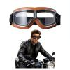 Vintage Motorcycle Goggles, Retro Leather Biker Eyewear, Cruiser Scooter Motocross Goggles for Men, Women, Adults (Clear) view 1