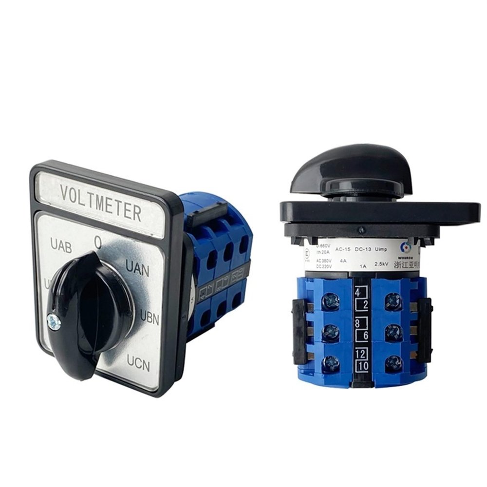 BUCNYKKHV CA10 Voltmeter cam Switch 3-Phase 4-Wire 7-bit 20A 690V Conversion Rotary selector 12 terminals LW26 YMW26