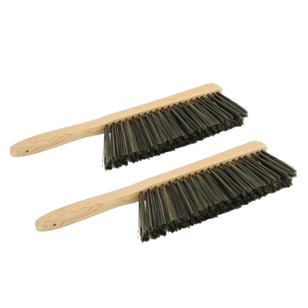 FTVOGUE 2Pcs Wooden Dust Brush, Soft Hair Hand Broom, Long Handle Brush for Car, Bed, Sofa, Fireplace