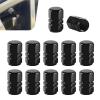 Miuttop 12PCS Car Tire Valve Stem Caps, Tires Air Cap Aluminum Alloy Tire Stem Valve Caps with Rubber O-Ring, Universal Tires Air Cap, Leak-Proof Wheel Valve Covers for Cars, SUV, Truck, Bike (Black) view 1