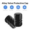 Miuttop 12PCS Car Tire Valve Stem Caps, Tires Air Cap Aluminum Alloy Tire Stem Valve Caps with Rubber O-Ring, Universal Tires Air Cap, Leak-Proof Wheel Valve Covers for Cars, SUV, Truck, Bike (Black) view 3