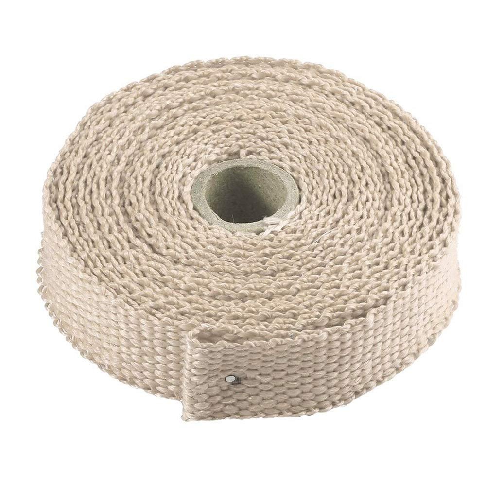 FTCYM Car Motorcycle Thermal Stainless Ties Incombustible Turbo Manifold Heat Exhaust Wrap Tape Motorcycle Accessories Auto Parts(Brown)