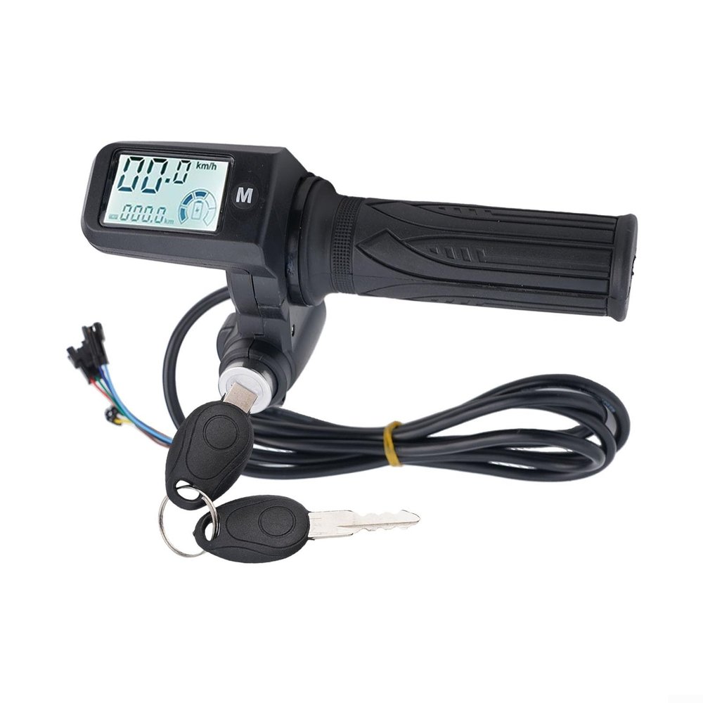 E-Bike Twist ThrottleE-Bike Twist Throttle With LED Display, 6/8Pin 24-72V Electric Scooter Handlebar Grip, 3-Speed Adjustment, Real-Time Voltage Speed Mileage (8pin with 3 gear speed adjustment)